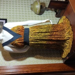 Black and Gold Paisley Print Dress